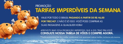 TARIFAS IMPERDÃVEIS DA SEMANA